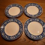 4 gebaksbordjes  blauw/wit made in England doorsnee 17 cm, Huis en Inrichting, Keuken | Servies, Zo goed als nieuw, Ophalen