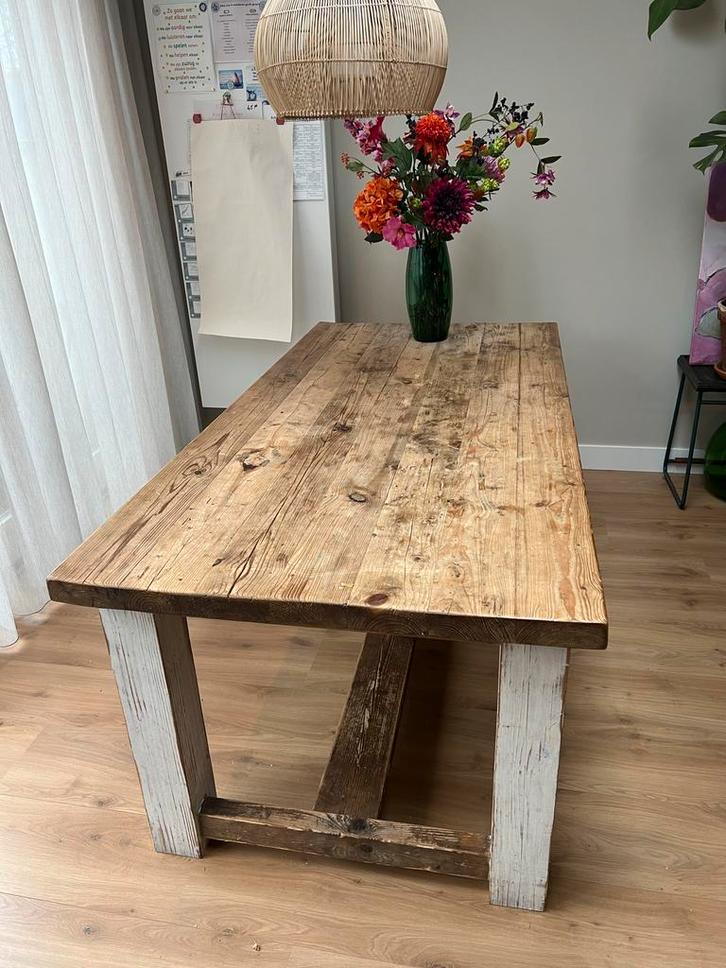 Robuuste kloostertafel voor binnen en buiten, Tuin en Terras, Tuintafels, Gebruikt, Rechthoekig, Ophalen of Verzenden