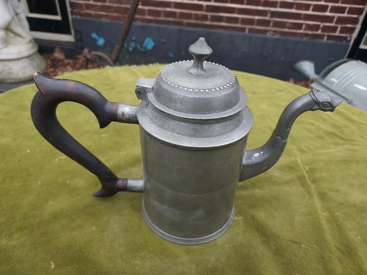 Antieke tinnen theepot, tuit met vogelkop., Antiek en Kunst, Antiek | Tin, Verzenden