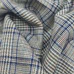 Grijs, blauw, bruin ruitjes stof wol, Tartan 1970's, Hobby en Vrije tijd, Grijs, 30 tot 200 cm, Ophalen of Verzenden, 120 cm of meer