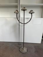 Lange stoere ijzeren kandelaar, 3 arm, Ophalen of Verzenden, Metaal