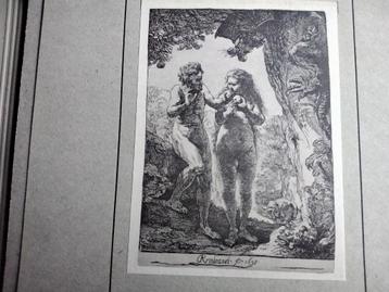Originele Prent / Gravure 1910-20 Rembrandt Adam and Eva