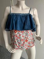 Nenette top met jeans rand maat it 42, Blauw, Ophalen of Verzenden, Zo goed als nieuw, Maat 36 (S)