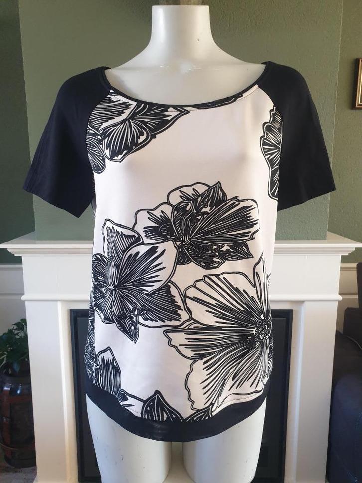 Expresso zwarte ecru dikke top / trui 38 M Gratis Verzenden, Kleding | Dames, Tops, Zo goed als nieuw, Maat 38/40 (M), Zwart, Korte mouw