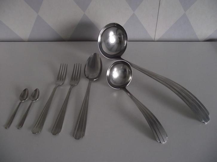 15 Gero zilmeta 552 bestek Rilrug dubbele plooi 1939-58 p st, Antiek en Kunst, Antiek | Bestek, Ophalen of Verzenden