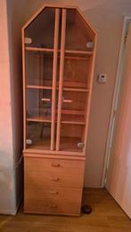 Gratis vitrinekast met lades - Ophalen!, Huis en Inrichting, Kasten | Buffetkasten, Ophalen, Gebruikt, Eikenhout, 50 tot 100 cm