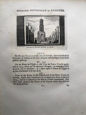 215 / Utrecht de Domskerk in Ruïne Kopergravure 1732 beschikbaar voor biedingen