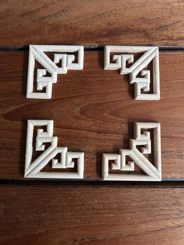 Chinees hoek ornament houtsnijwerk chinese set v 4 applique beschikbaar voor biedingen