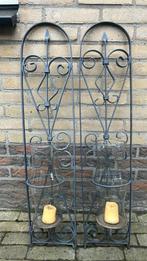 Set van 2 hoge wandkandelaars met glas, Ophalen, Zo goed als nieuw, Kandelaar, Metaal