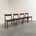 Møller eetkamer stoelen jaren 60 70 leer, Ophalen, Zwart, Hout, Vier