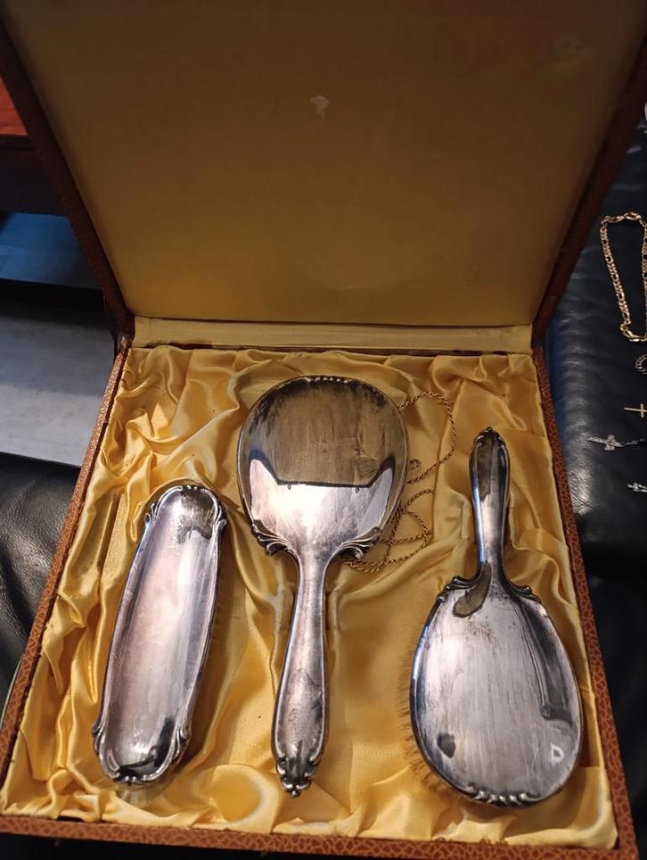 Antieke Verzilverde Kapset in Originele Doos, Antiek en Kunst, Antiek | Goud en Zilver, Zilver, Ophalen of Verzenden