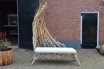 Elegante tuinbank met gebogen takken beschikbaar voor biedingen