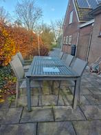 Unieke Hout alluminium met natuur stenen platen Tuin set, Tuin en Terras, Tuinsets en Loungesets, Ophalen, Aluminium