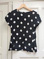 Vanilia Satijnen Blouse - Maat 36 - Retro Stippen, Kleding | Dames, Blouses en Tunieken, Verzenden, Vanilia, Zwart, Zo goed als nieuw