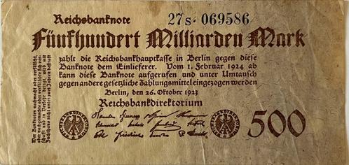 Duitsland hele mooie 500 miljard mark 1923, Postzegels en Munten, Bankbiljetten | Europa | Niet-Eurobiljetten, Los biljet, Duitsland