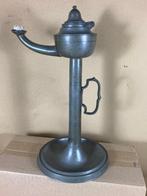 Antiek tinnen olielamp snotneus 19e eeuw, Antiek en Kunst, Antiek | Tin, Ophalen of Verzenden