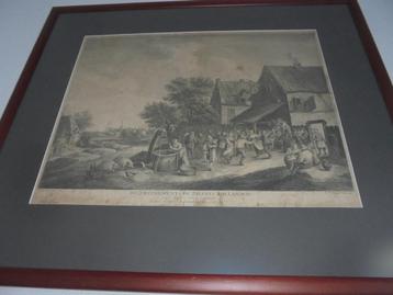Gravure David Teniers 1748 Nederlands boerenvermaak beschikbaar voor biedingen