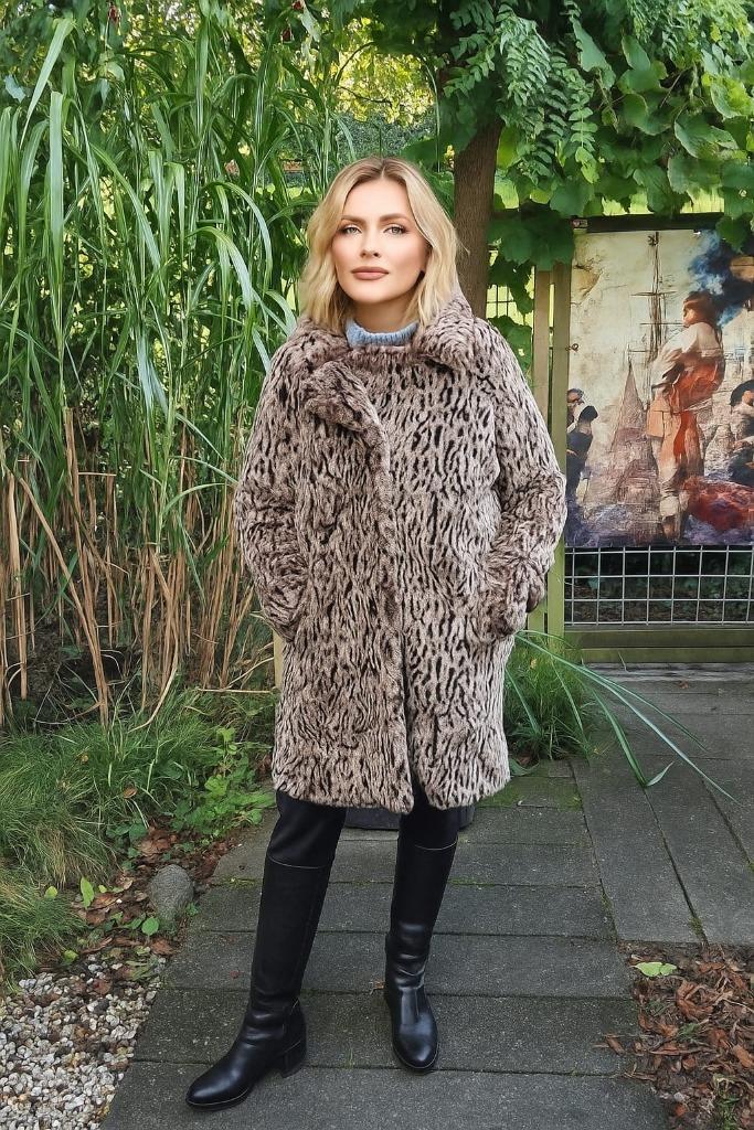 Leuke "bontjas" met luipaardprint, Kleding | Dames, Jassen | Winter, Zo goed als nieuw, Maat 46/48 (XL) of groter, Overige kleuren