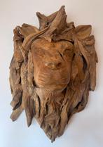 Handgemaakte houten leeuwenkop voor aan de wand 35/60/25, Ophalen of Verzenden
