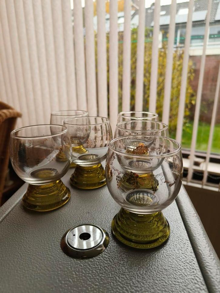 Mid Century Roemer Wijnglas met Gouden Decor, Huis en Inrichting, Woonaccessoires | Vazen, Ophalen