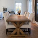 Eikenhouten kloosterstafel met stoelen, Ophalen, Eikenhout, 200 cm of meer, Kloosterstafel