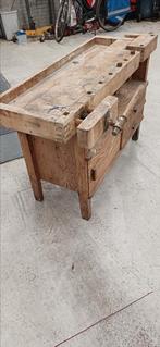 Vintage antiek Werkbankje met lades en kastje en bankschroef, Ophalen of Verzenden, Zo goed als nieuw, Bankschroef