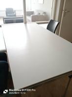 Witte eetkamertafel-rvs frame, Ophalen, 50 tot 100 cm, Zo goed als nieuw, Vijf personen of meer
