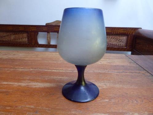 Vintage matglazen coupe in blauw, Antiek en Kunst, Antiek | Glas en Kristal, Ophalen of Verzenden