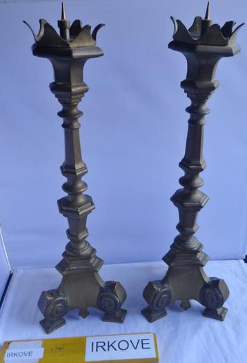 ZWARE KOPEREN KANDELAARS * ANTIEK * Mooi Stel * beschikbaar voor biedingen