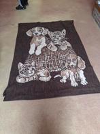 Vintage Deken met Katten en Honden, Gebruikt, 100 tot 150 cm, Vintage, Bruin