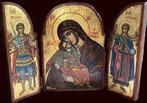 Origineel Byzantijns handgeschilderd 3-luik ICOON certificaa, Antiek en Kunst, Antiek | Religie, Ophalen of Verzenden