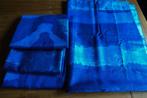 partij restant stroken diep zee blauwe katoen satijn, Hobby en Vrije tijd, Stoffen en Lappen, Blauw, 120 cm of meer, Nieuw, Ophalen of Verzenden