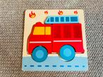 Houten puzzel - brandweer, Ophalen, Minder dan 10 stukjes, Zo goed als nieuw, 6 maanden tot 2 jaar