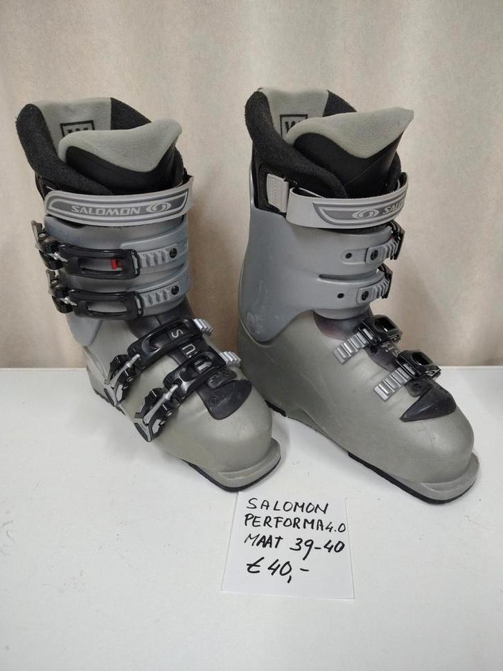 Salomon Performa skischoenen maat 39 - 40. zilvergrijsgroen, Sport en Fitness, Skiën en Langlaufen, Gebruikt, Schoenen, Skiën