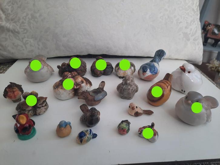 11 keramische beeldjes van mussen, Verzamelen, Beelden en Beeldjes, Zo goed als nieuw, Dier, Ophalen of Verzenden