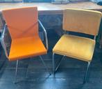2 buisframe stoelen eetkamerstoel vintage chrome oranje oker, Huis en Inrichting, Stoelen, Ophalen, Gebruikt, Twee, Overige kleuren