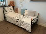 Zwart stalen 1- persoonsbed incl. lattenbodem, Ophalen, Gebruikt, 90 cm, Eenpersoons