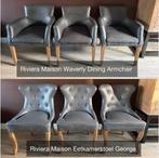 Rivier Maison 3x Waverly dining en 3x George Pellini, Huis en Inrichting, Stoelen, Ophalen, Gebruikt, Leer, Grijs