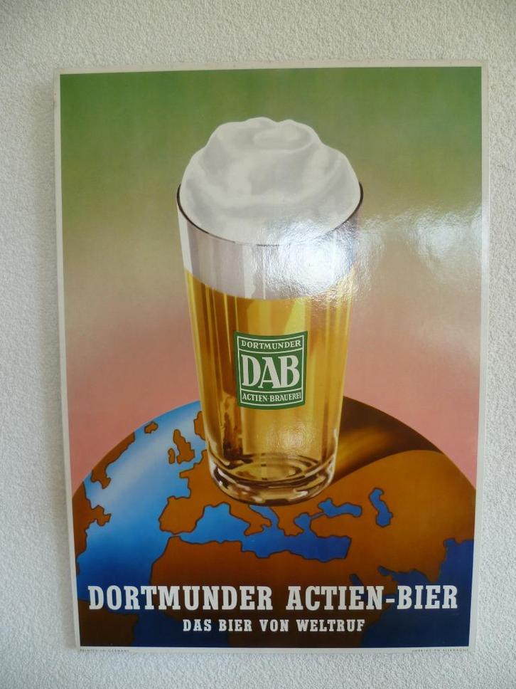 KARTONNEN RECLAMEBORD"DAB DORMUNDER ACTIEN BIER"UIT JAREN 60, Verzamelen, Merken en Reclamevoorwerpen, Gebruikt, Reclamebord, Ophalen of Verzenden