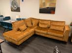 Hoekbank goudgeel velvet zgan 2.60x2.30 m, Huis en Inrichting, Ophalen, Zo goed als nieuw, Stof