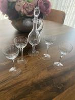 Glazen karafset met 4 glazen, Verzamelen, Glas en Borrelglaasjes, Zo goed als nieuw, Ophalen