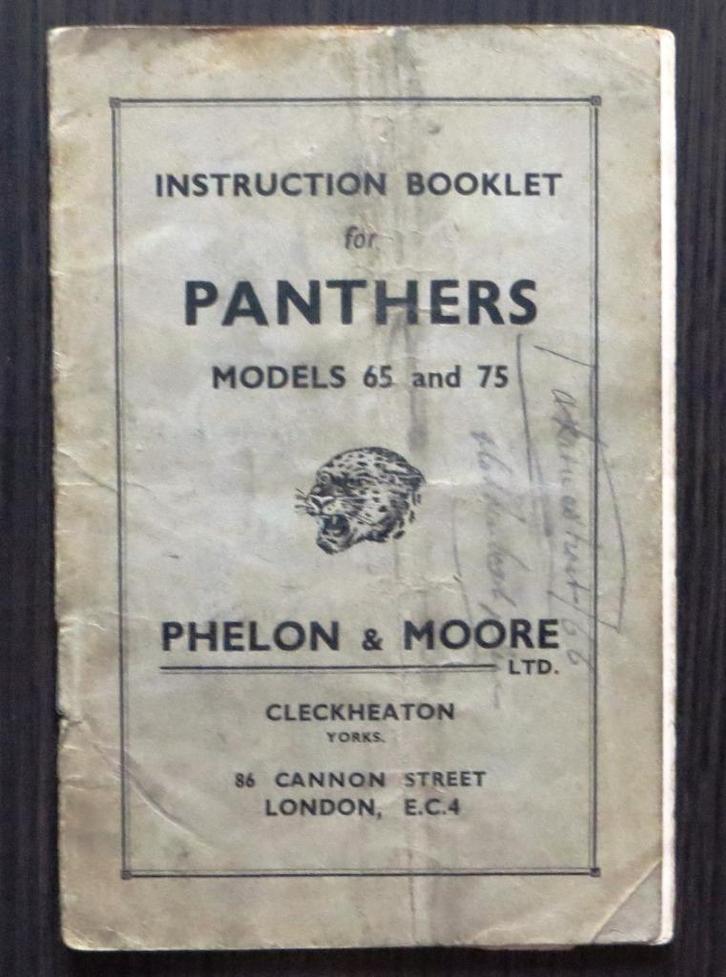Origineel Instruction Book Panther Models 65 en 75 - 1950, Motoren, Handleidingen en Instructieboekjes, Overige merken, Verzenden