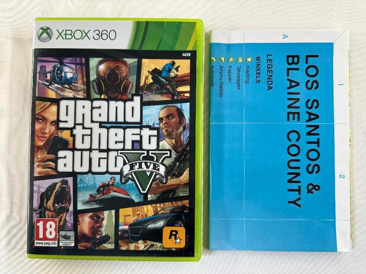 GTA 5 - Grand Theft Auto V + poster Xbox 360, Spelcomputers en Games, Games | Xbox 360, Zo goed als nieuw, Avontuur en Actie, 1 speler
