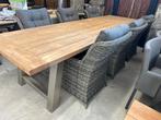 luxe RVS H poten XL Tuintafel + Suns teakblad, Ophalen, Nieuw, Rechthoekig, Teakhout