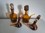 Set van 4 vintage bruine Moscatel flessen decoratie fles, Ophalen of Verzenden