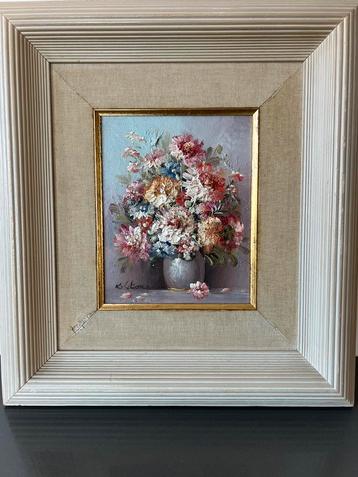 Olieverf schilderij K. Stone bloemen stilleven beschikbaar voor biedingen