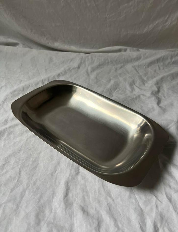 Vintage RVS Franse inox design serveerschaal rechthoekig, Huis en Inrichting, Keuken | Servies, Schaal of Schalen, Overige stijlen