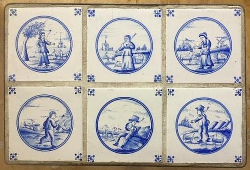 Bijzettafel tafeltje smeedijzer met antieke herder tegels, Huis en Inrichting, Tafels | Bijzettafels, Gebruikt, Rechthoekig, Minder dan 45 cm