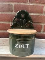 Zoutbak donkergroen emaille met gouden bies, Antiek en Kunst, Ophalen of Verzenden