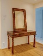 Houten Spiegel + sidetafel – Koloniaal Stijl met Smeedijzer, Huis en Inrichting, Ophalen, 100 tot 150 cm, Zo goed als nieuw, 75 tot 100 cm